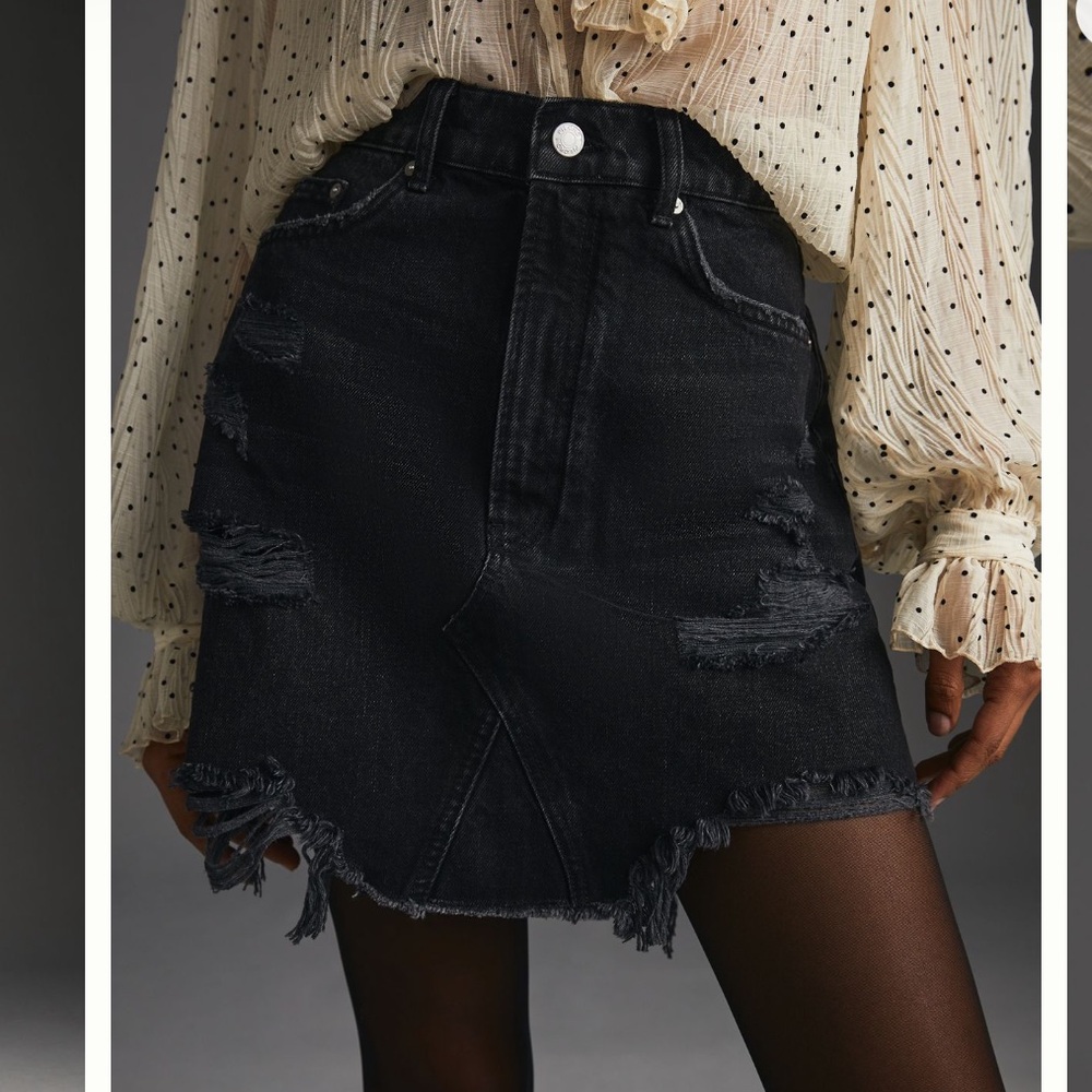 NWT Anthropologie Pilcro Destroyed Denim Mini Skirt - Picture 2 of 14